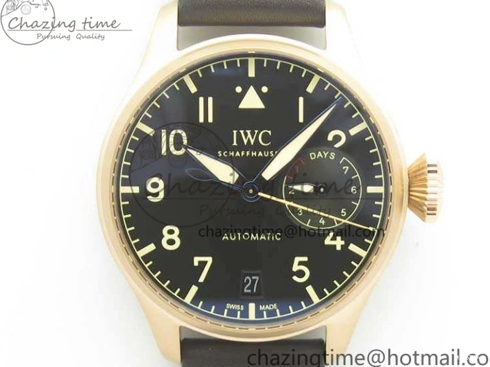 MIROTIME 0823 Big Pilot IW510301 Satin-Polished RG YLF Best Edition Black Dial On Leather Strap A Flexible 7222
